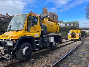 2 RRV unimog machines on railway track